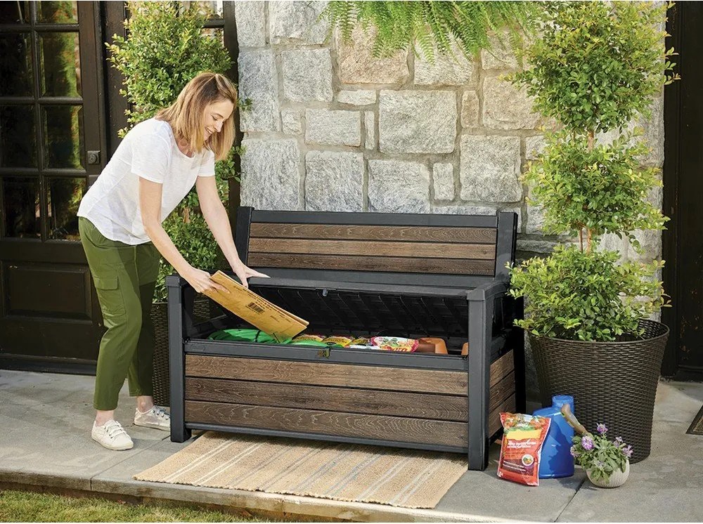 Тъмнокафява пластмасова градинска пейка Deco – Keter