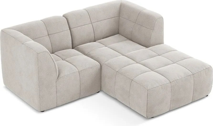 Бежов кадифен ъглов диван (десен ъгъл) Aloha – Makamii