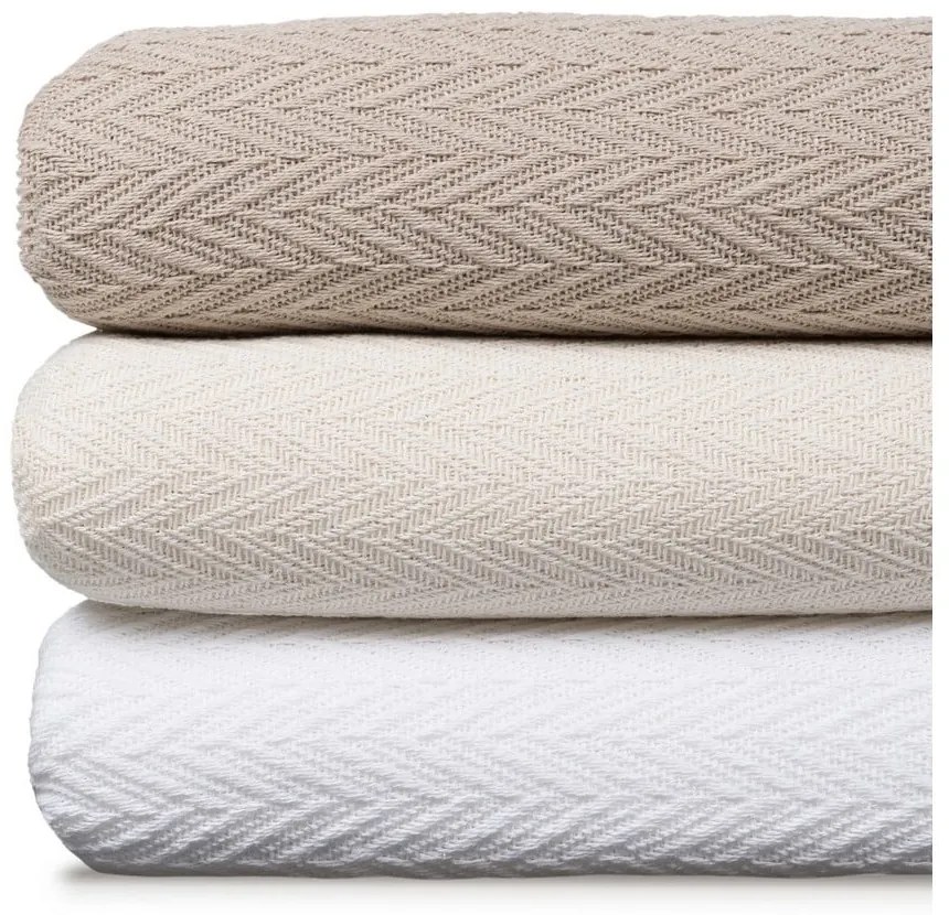 Кремаво покривало за легло от рециклиран памук 180x260 cm Spike – Ixia