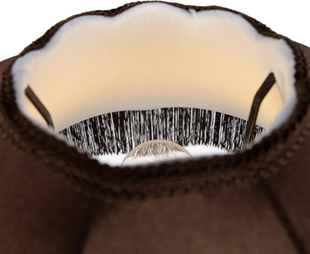 Подова лампа черна с кафяв абажур и бял интериор 45 см - Classico