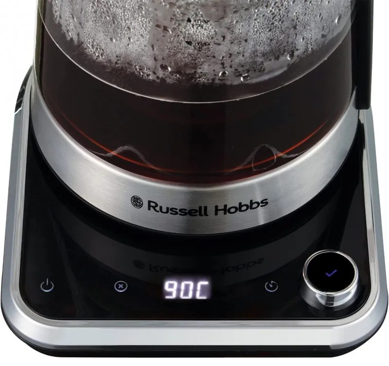 Електрическа кана Russell Hobbs Attentiv 26200-70, 3000W, 1.7 l, Инфузер, Температурен контрол, Таймер, Инокс/черен