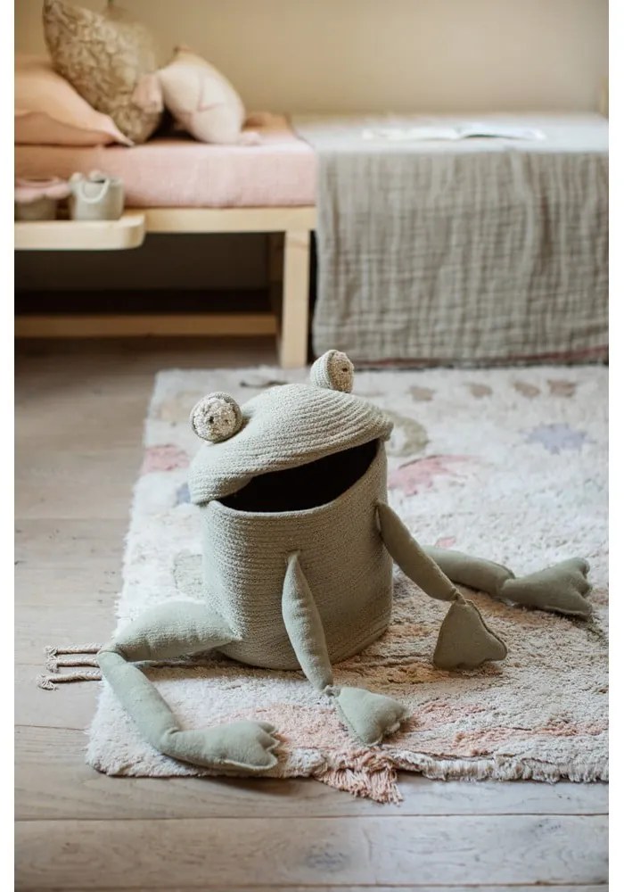 Светлозелена текстилна детска кошница за играчки ø 23x35 cm Fred the Frog – Lorena Canals