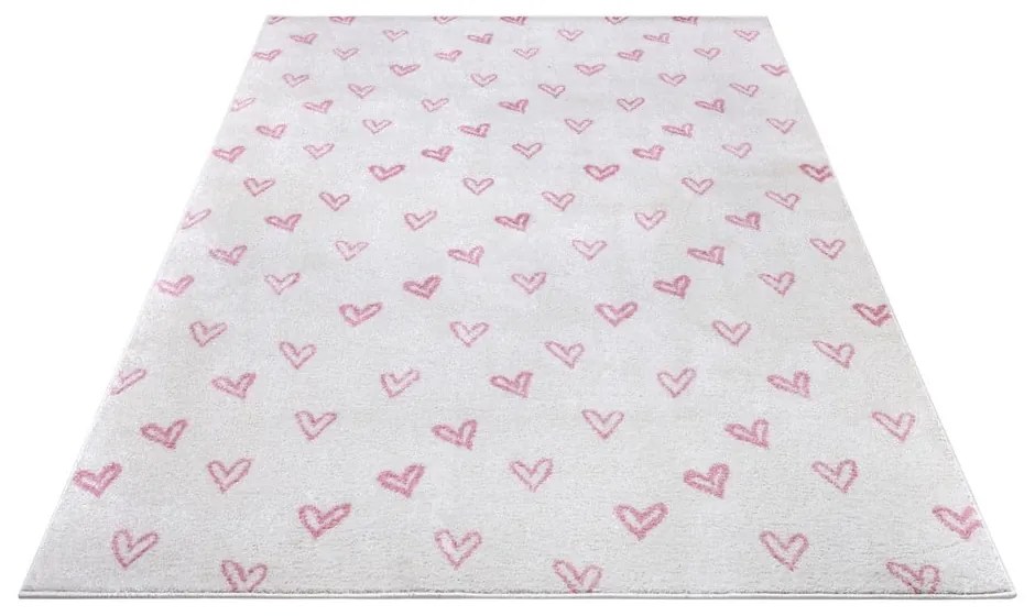 Розово-бял детски килим 120x170 cm Hearts - Hanse Home