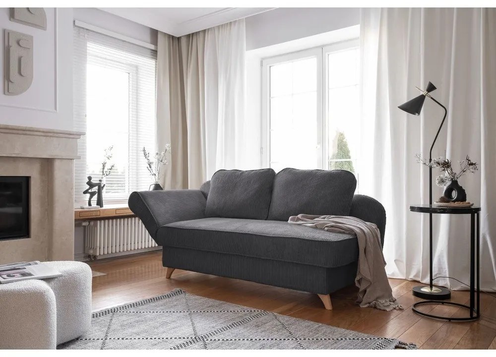 Сив шезлонг от рипсено кадифе (ляв ъгъл) Chic Charlotte – Miuform