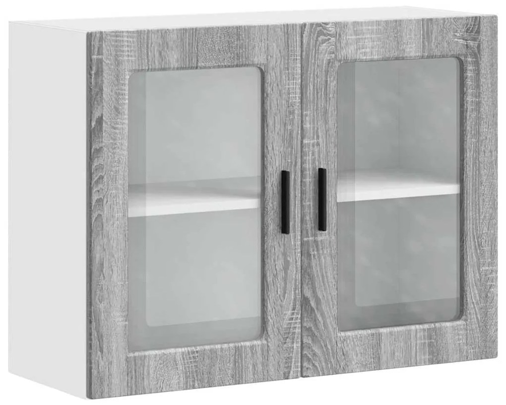854093 vidaXL Кухненски стенен шкаф със стъклена врата Porto сив сонома