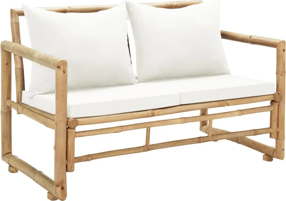 43157 vidaXL 2-местен градински диван с възглавници, бамбук