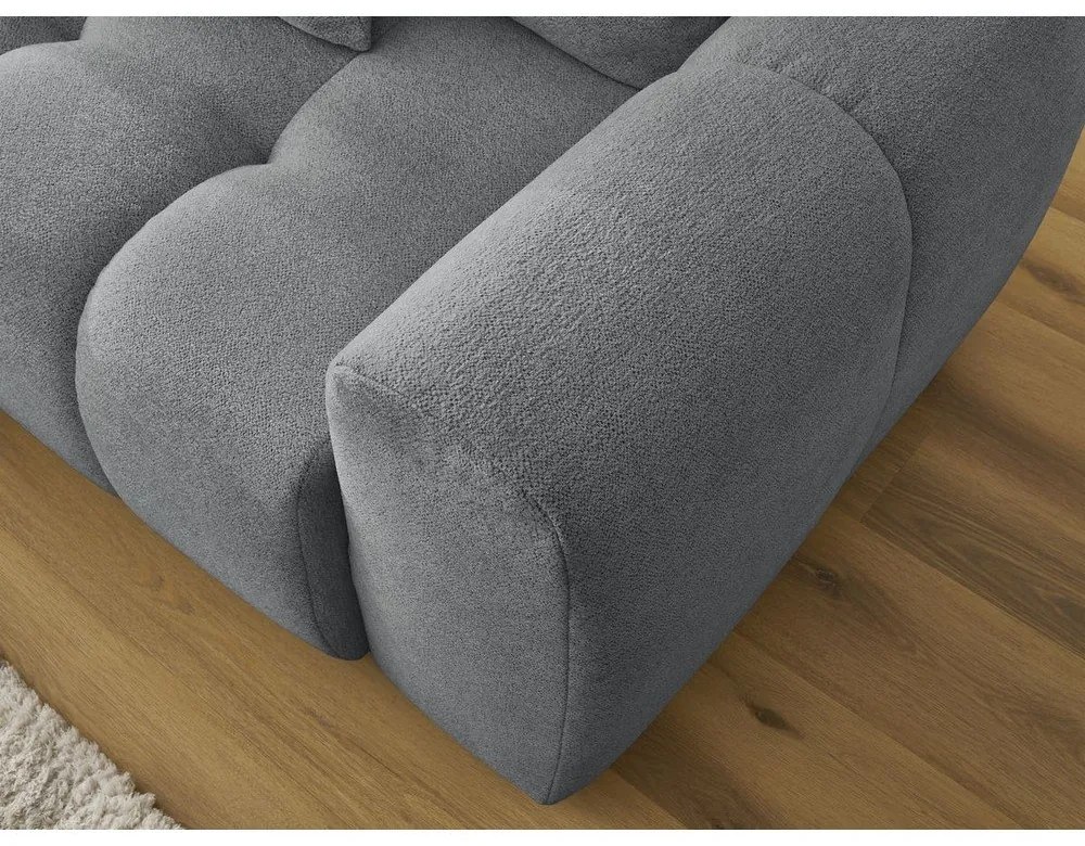 Сив шенилов разтегателен ъглов диван с място за съхранение (ляв ъгъл) Roxelane – Bobochic Paris