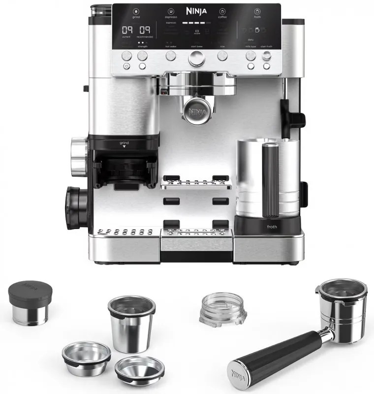 Кафеавтомат 3в1 Ninja Luxe Café Premier ES601, 1650W, 15 bar, 2л, Barista Assist, Безконтактно текстуриране, 4 режима, 3 темп. настройки, Инокс/черен