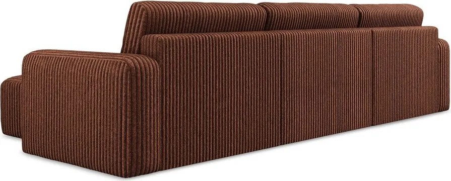 Теракотен сгъваем/с място за съхранение ъглов диван от рипсено кадифе (U форма) Kona – Makamii