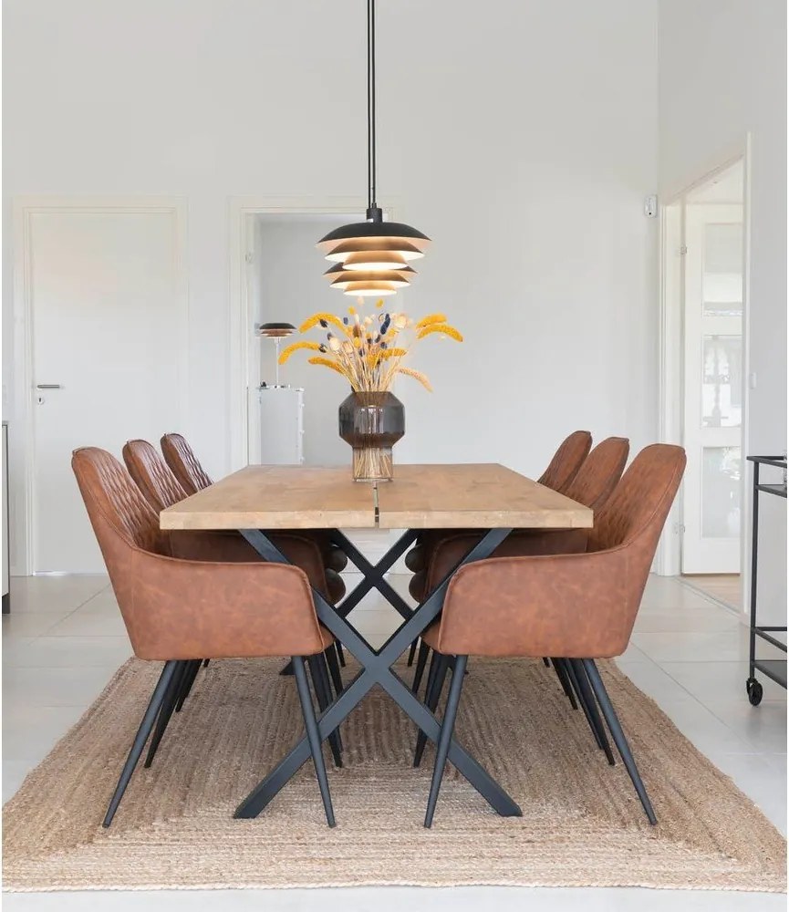 Кафяви тапицирани трапезни столове в комплект с подлакътници 2 бр. Harbo – House Nordic