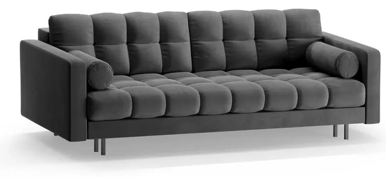 Тъмносив кадифен разтегателен диван с място за съхранение 222 cm Bali – Cosmopolitan Design