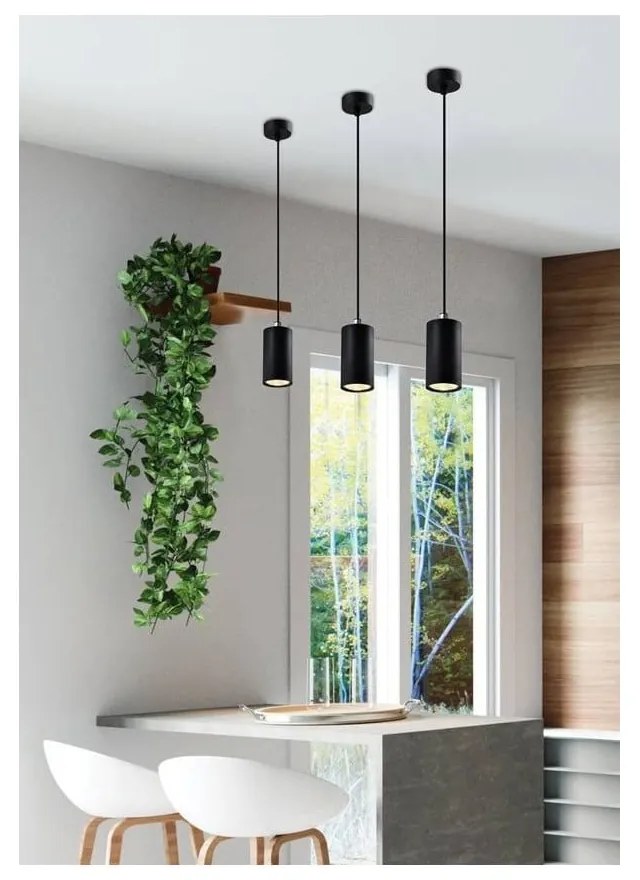 Черна висяща лампа с метален абажур ø 7 cm Tubo - Candellux Lighting