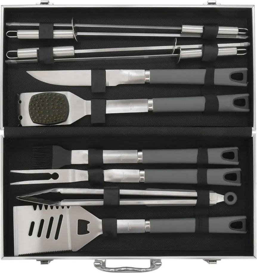 Комплект от 11 инструмента за печене на скара в алуминиев калъф Grey Line - Cattara