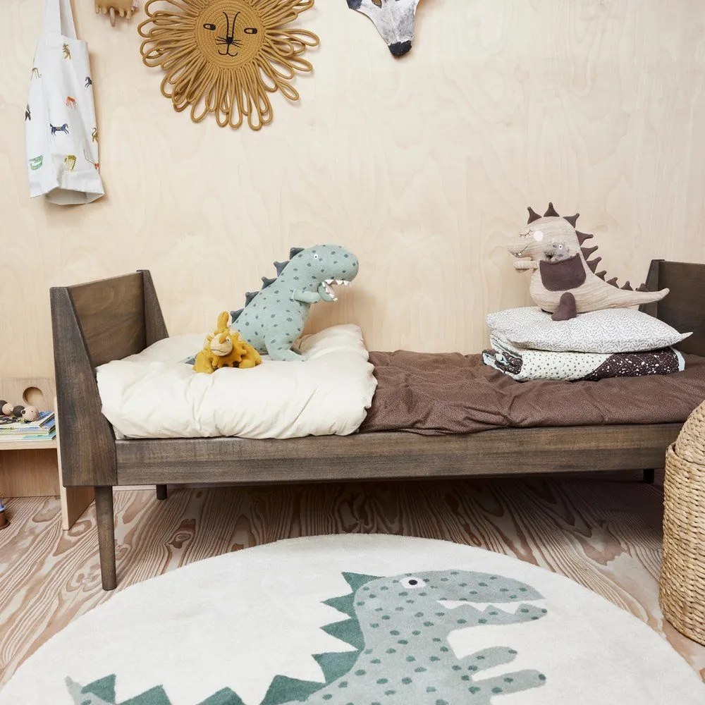Зелен ръчно изработен детски килим със смес от вълна ø120 cm Theo DIno – OYOY Mini
