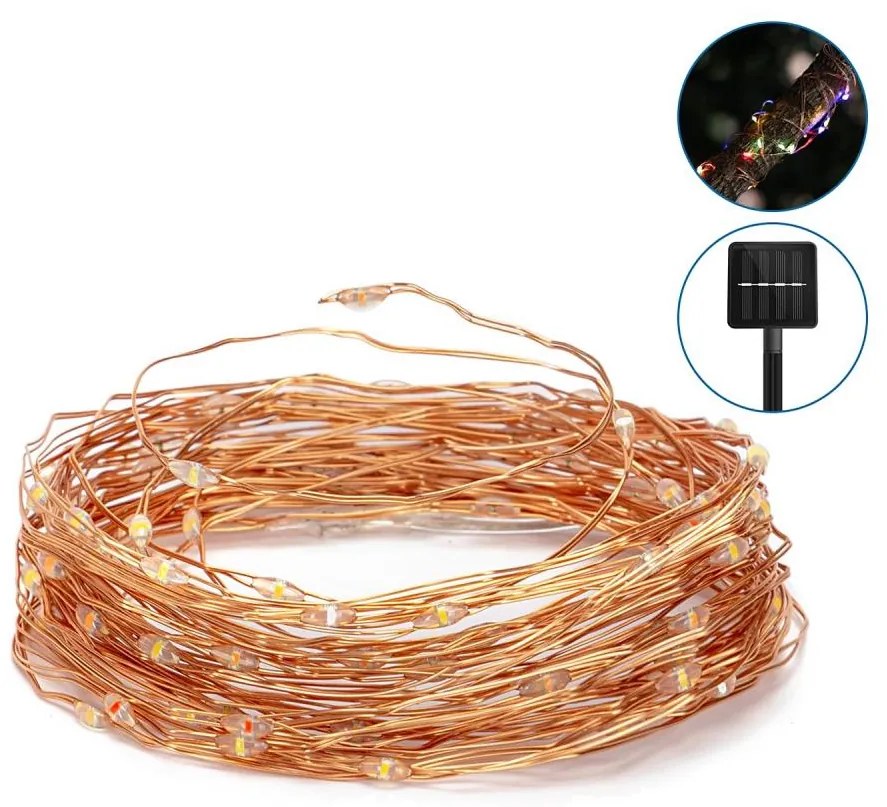Aigostar - LED соларна верига 12м, 8 функции, IP65, мултицветна