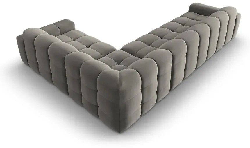 Ъглов диван от сиво кадифе (десен ъгъл) Kendal - Micadoni Home