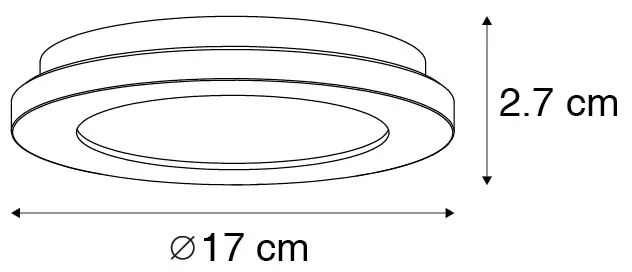 Таванна лампа бяла 17 см с LED 3-степенна димираща IP44 - Steve