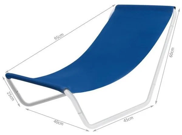 Преносим сглобяем шезлонг Malatec, 90х40х60 см, За плаж и къмпинг, Ергономичен, Син