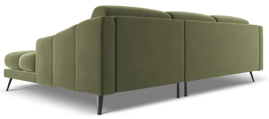 Зелен кадифен ъглов диван (десен ъгъл) Nalu – Makamii