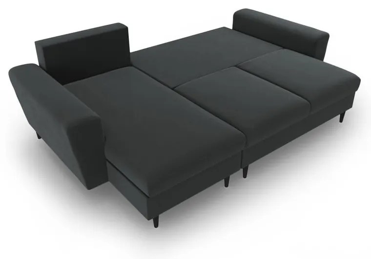 Тъмносив кадифен разтегателен ъглов диван с място за съхранение Kyoto – Cosmopolitan Design