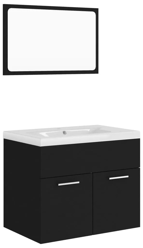 3070866 vidaXL Комплект мебели за баня, черен, ПДЧ