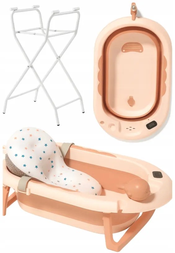 Сгъваема бебешка вана VAIANA PREMIUM с възглавница и стойка - повече цветове Сив