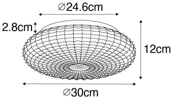 Класическа таванна лампа черна с опалово стъкло 30 см IP44 - Nohmi