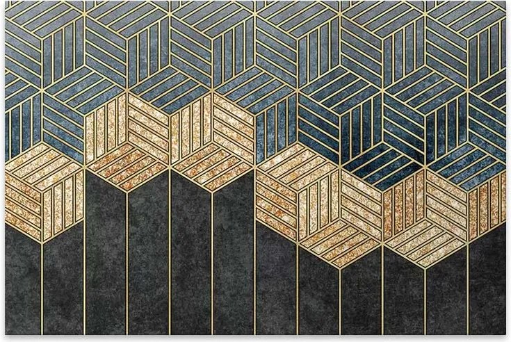 "Golden Cubes" картина на платно цифров печат 100x70x3см.