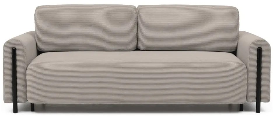 Светлокафяв сгъваем/с място за съхранение диван от рипсено кадифе 244 cm Arcadova – ELTAP