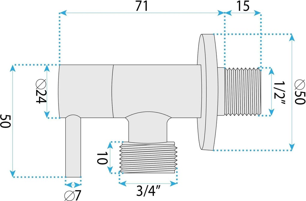Ъглов вентил 1/2" x 3/4" Gold