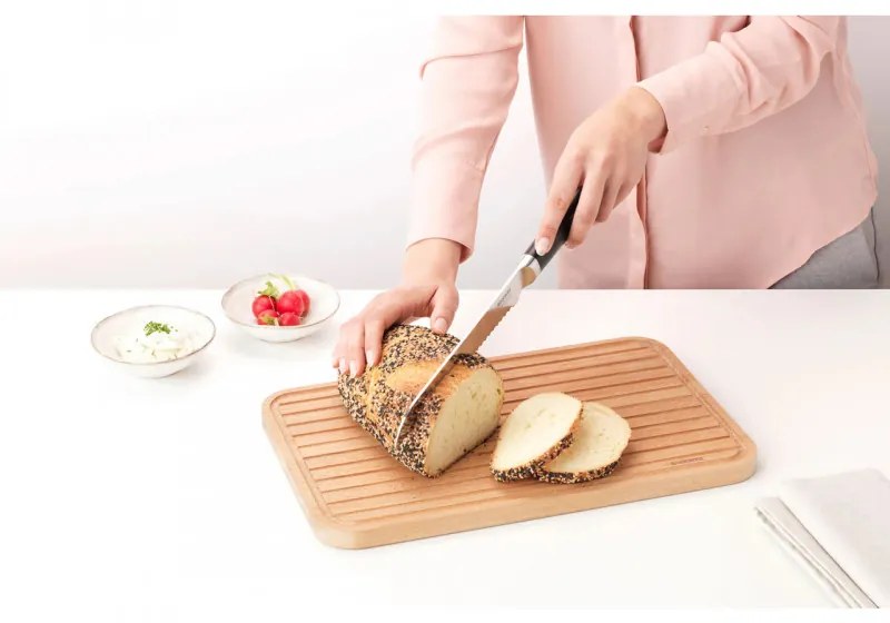 Нож за хляб Brabantia Profle 1003295, 20 см, Закалена стомана, Устойчив на надраскване и корозия, Черен
