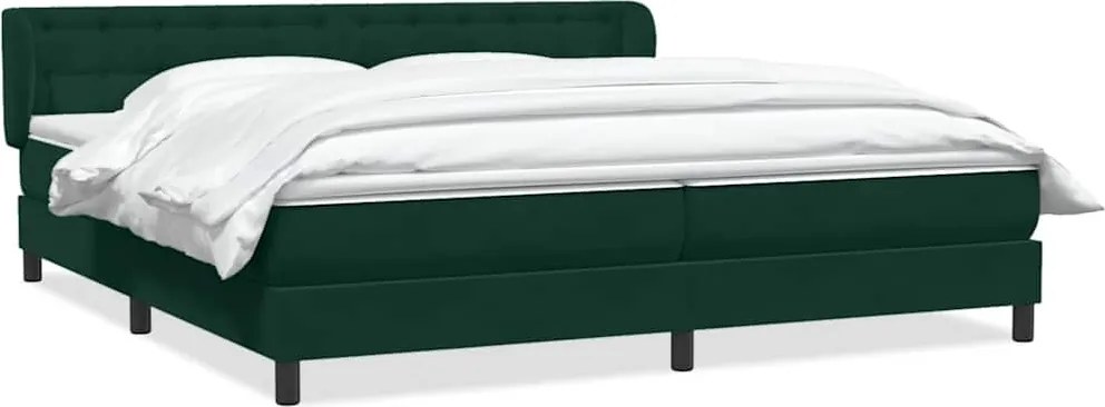 3317916 vidaXL Боксспринг легло с матраци, тъмнозелено, 180x220 см, кадифе