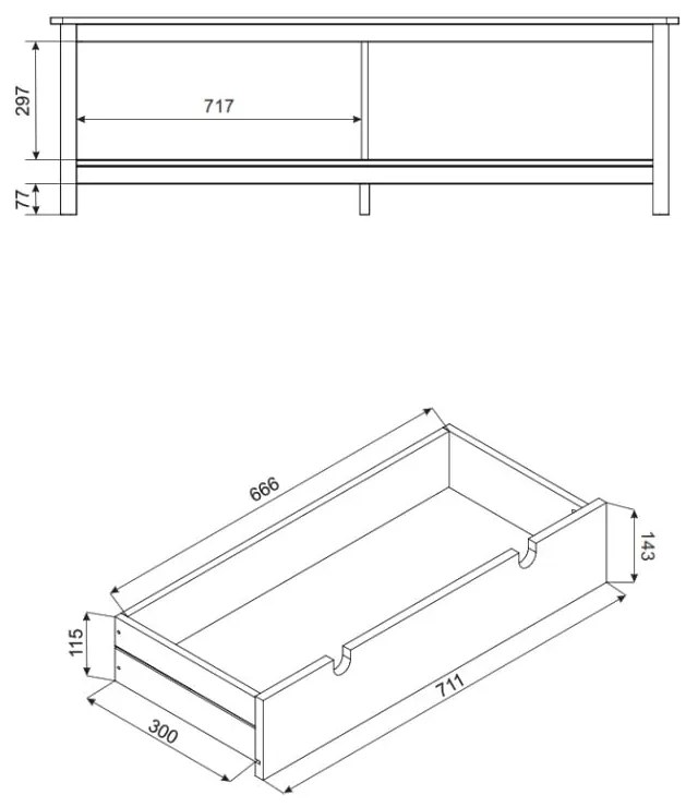 Сива дървена маса за телевизор Bruna - Marckeric