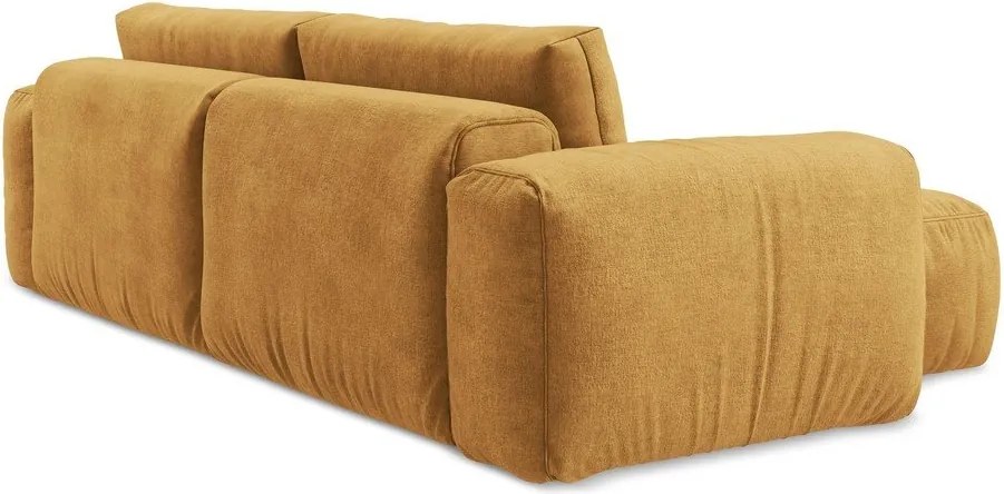 Шенилов сгъваем ъглов диван в цвят горчица (ляв ъгъл) Kuki – Makamii