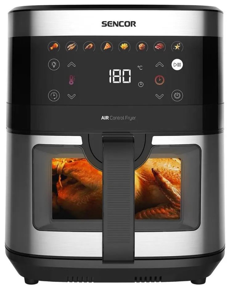 Sencor - Фритюрник с горещ въздух 9 л, 1700W, черен/мат хром