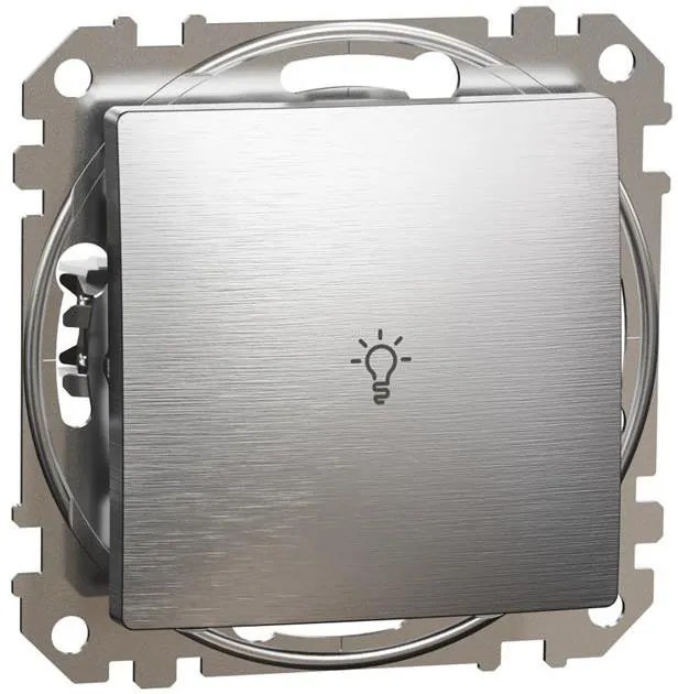 SE Бутон със символ "лампа" цвят Драскан алуминий Sedna  /до изчерпване/ - SDD170132