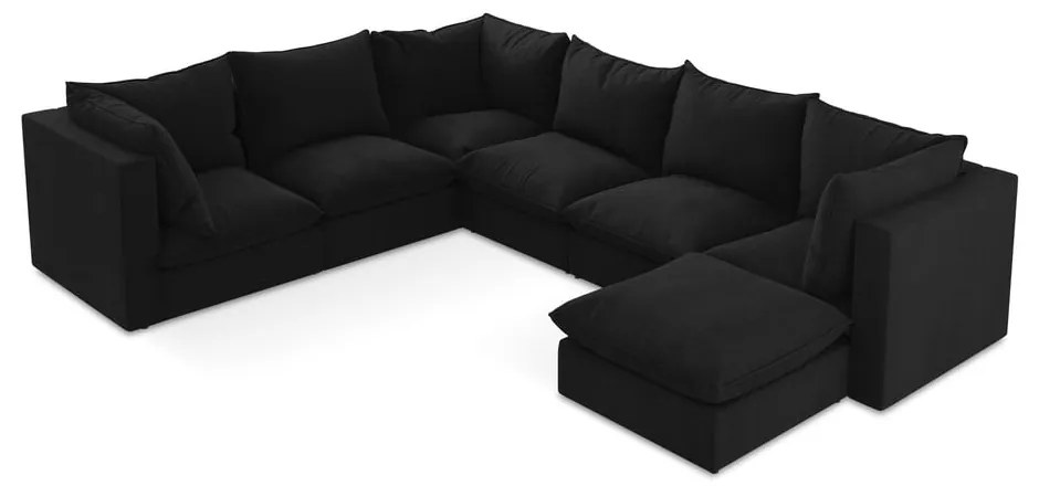 Черен ъглов диван (ляв ъгъл/U форма) Manao – Makamii