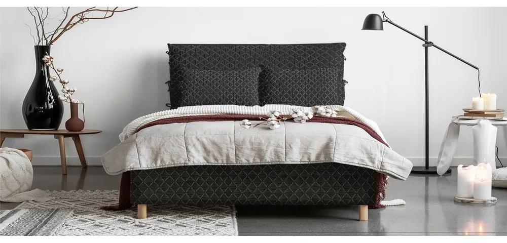 Черно тапицирано двойно легло и решетка140x200 cm Sleepy Luna - Miuform