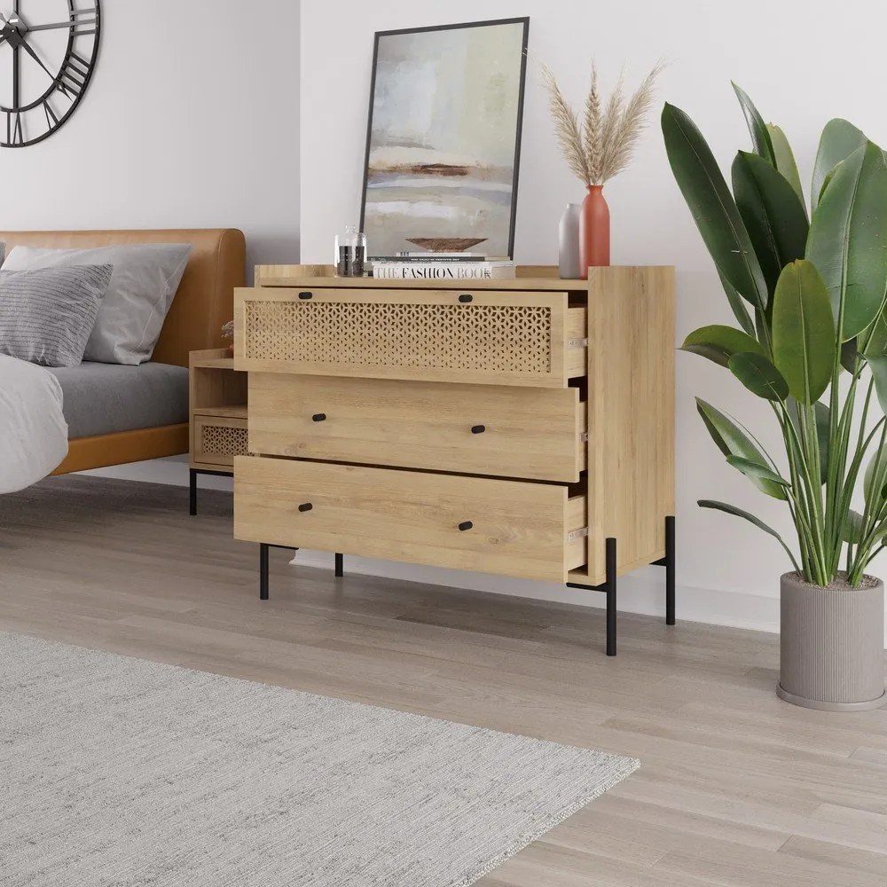 Нисък скрин от декор от дъб в естествен цвят 90x80 cm Mayra – Marckeric