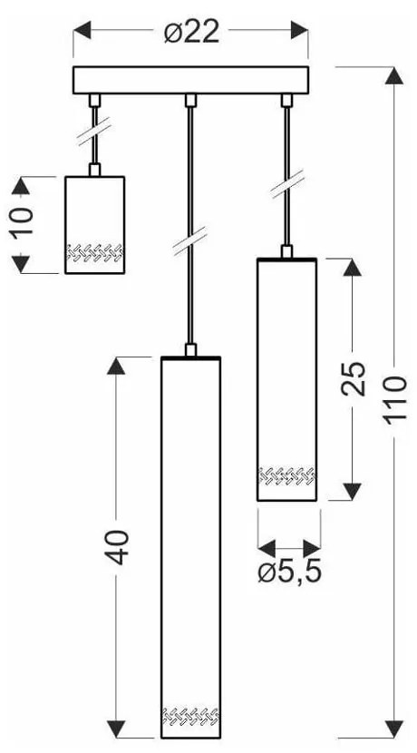 Жълто/черно висящо осветително тяло с метален абажур ø 22 cm Tubo – Candellux Lighting