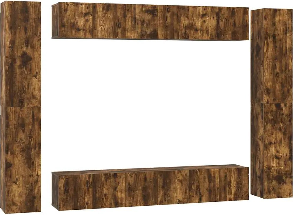 3120248 vidaXL Комплект ТВ шкафове от 10 части, опушен дъб, инженерно дърво