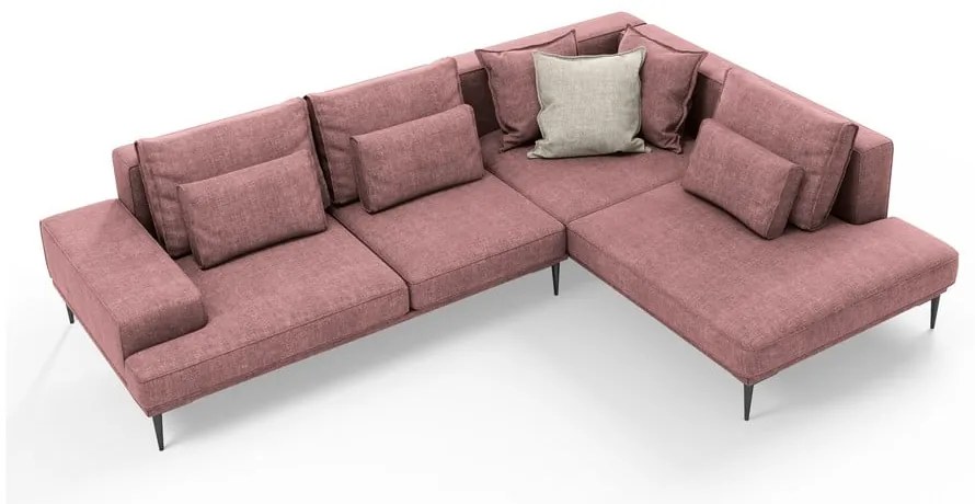 Розов ъглов разтегателен диван , десен ъгъл Liege - Interieurs 86