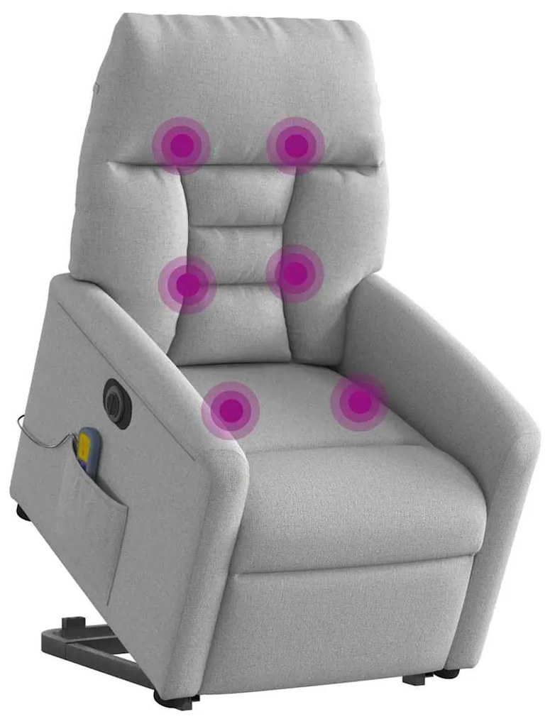 3303071 vidaXL Електрически изправящ масажен реклайнер стол облачносив текстил