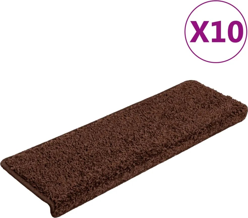149821 vidaXL Изтривалки за стълби, 10 бр., 65x21x4 см, кафяви, с правоъгълен кант