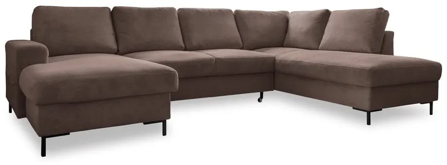 Кафяв разтегателен ъглов диван от рипсено кадифе (десен ъгъл) Lofty Lilly – Miuform