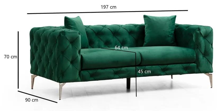Тъмнозелен кадифен диван 197 cm Como – Artie