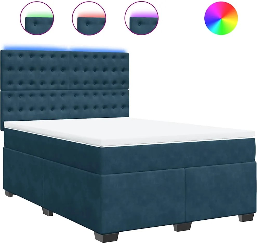 3293270 vidaXL Боксспринг легло с матрак, синьо, 160x200 см, кадифе