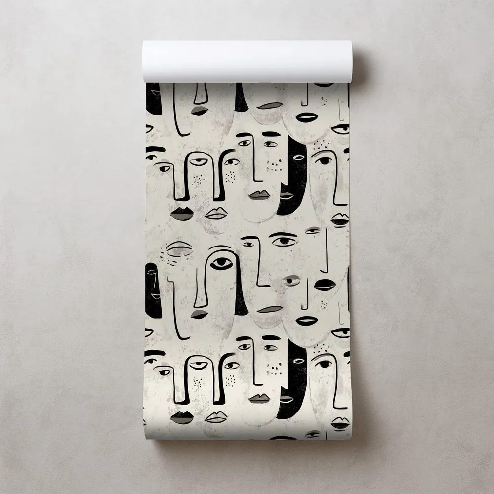 Тапет – Абстрактни черно-бели лица