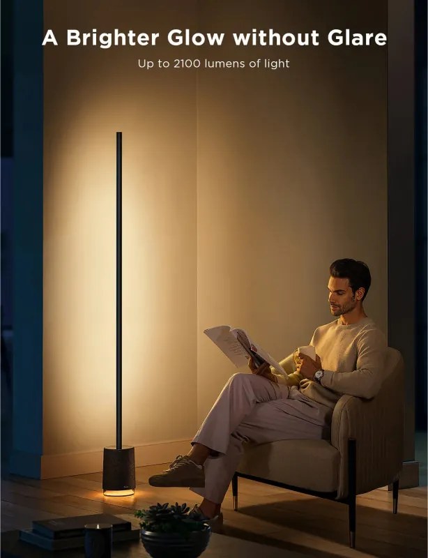 Подова Smart LED лампа Govee Floor Lamp Pro RGBICWW H6079, 170 см, 48W, 2100 lm, 6500K, Wi-Fi, Bluetooth, Govee Home, Черен