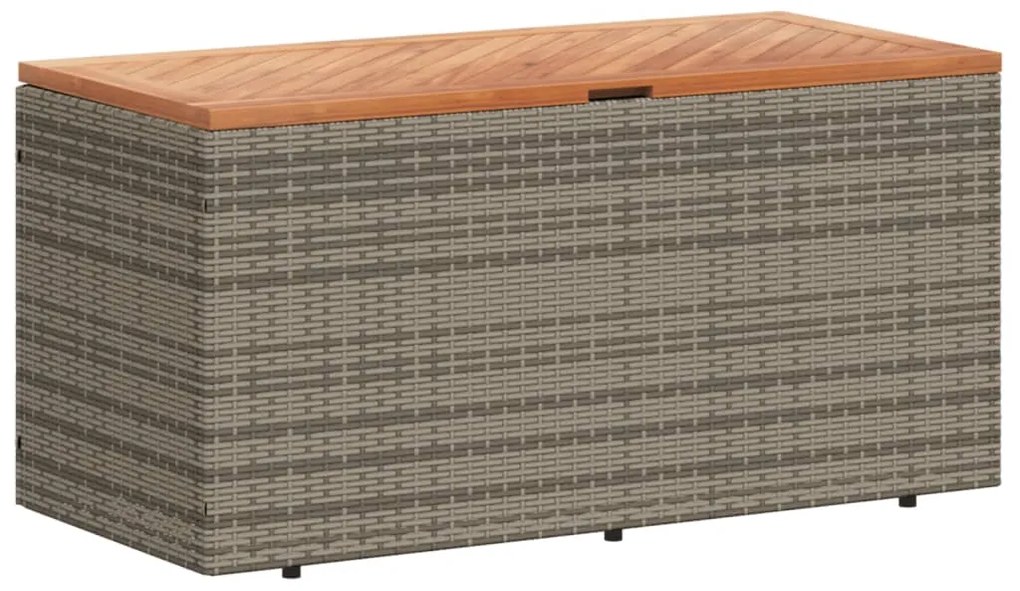 365956 vidaXL Градинска кутия за съхранение сив 110x50x54 см PE ратан акация